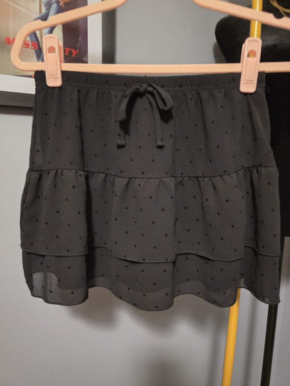 Reduced! Ardene Black Swiss Dot Tiered Skort XS | Chiffon Ruffle Mini - Picture 3 of 11